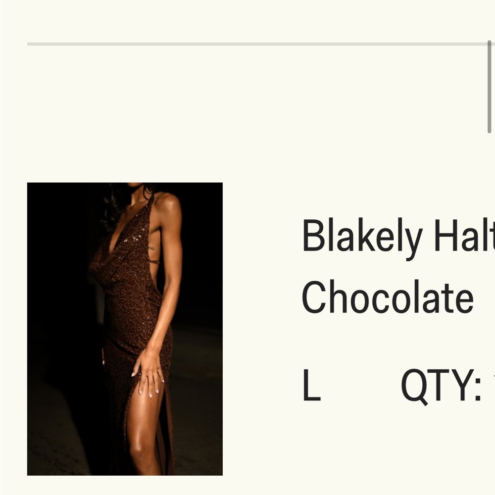 Meshki Backless Sequin Dress in Deep Brown - Picture 3 of 3